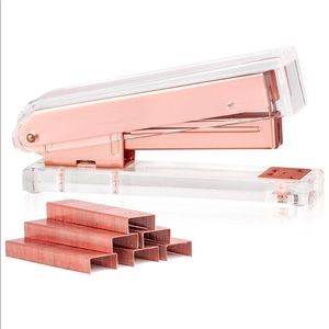 Clear Acrylic Rose Gold Desktop Stapler